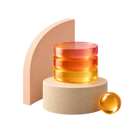 A stack of orange discs on a stone plinth