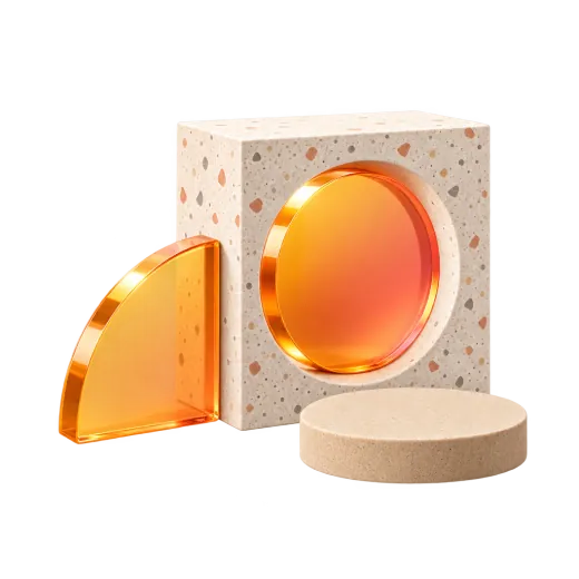 An orange coin set safely into a stone block